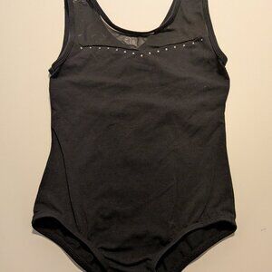 Cat & Jack Leotard Girls L 10/12 Black Mesh Rhinestone Dance Gymnastics